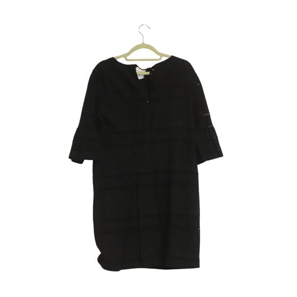 J. Crew Black Flutter Sleeve Eyelet Midi Shift Dress Sz 10 - Picture 9 of 11